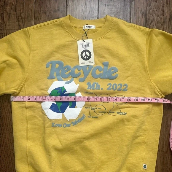 Madhappy Yellow Recycle Sweatshirt M NWT Unisex